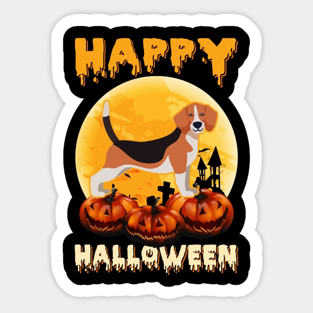 Beagle Halloween Scary Pumpkin Moon Costume Sticker by foxmqpo